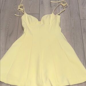 Sunny Yellow Fit-and-Flare Mini Dress with Tie Straps